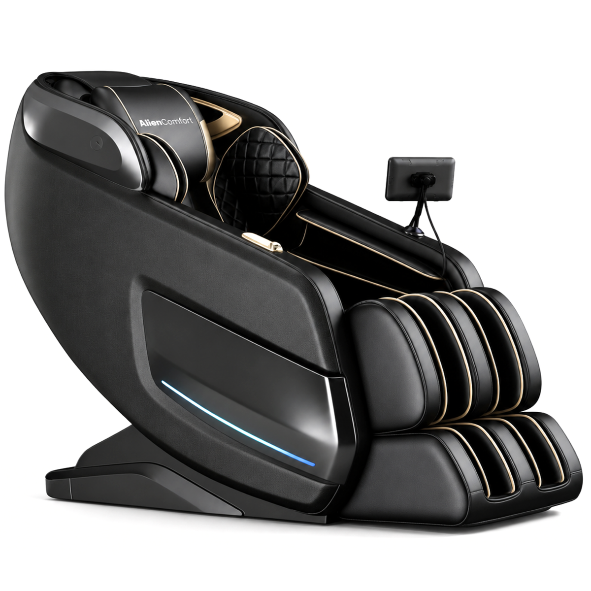 AlienComfort ASTRON massagestoel in zwart, vooraanzicht