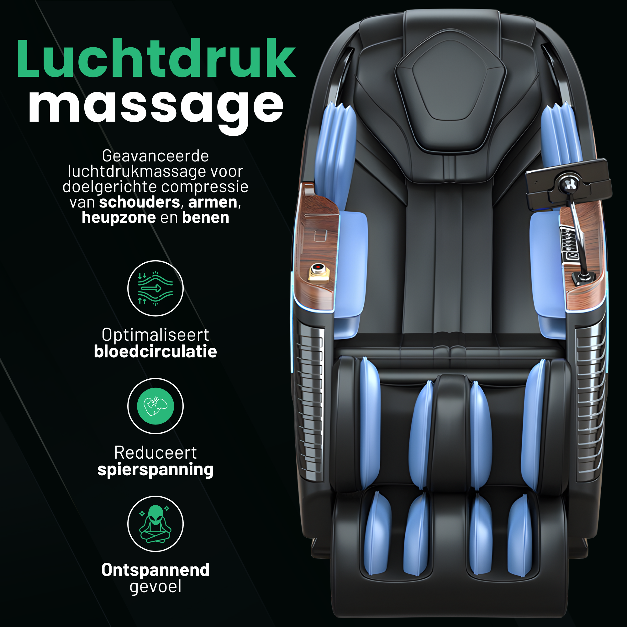 AlienComfort™ Therapeutische Massagestoel ATLAS - Zwart