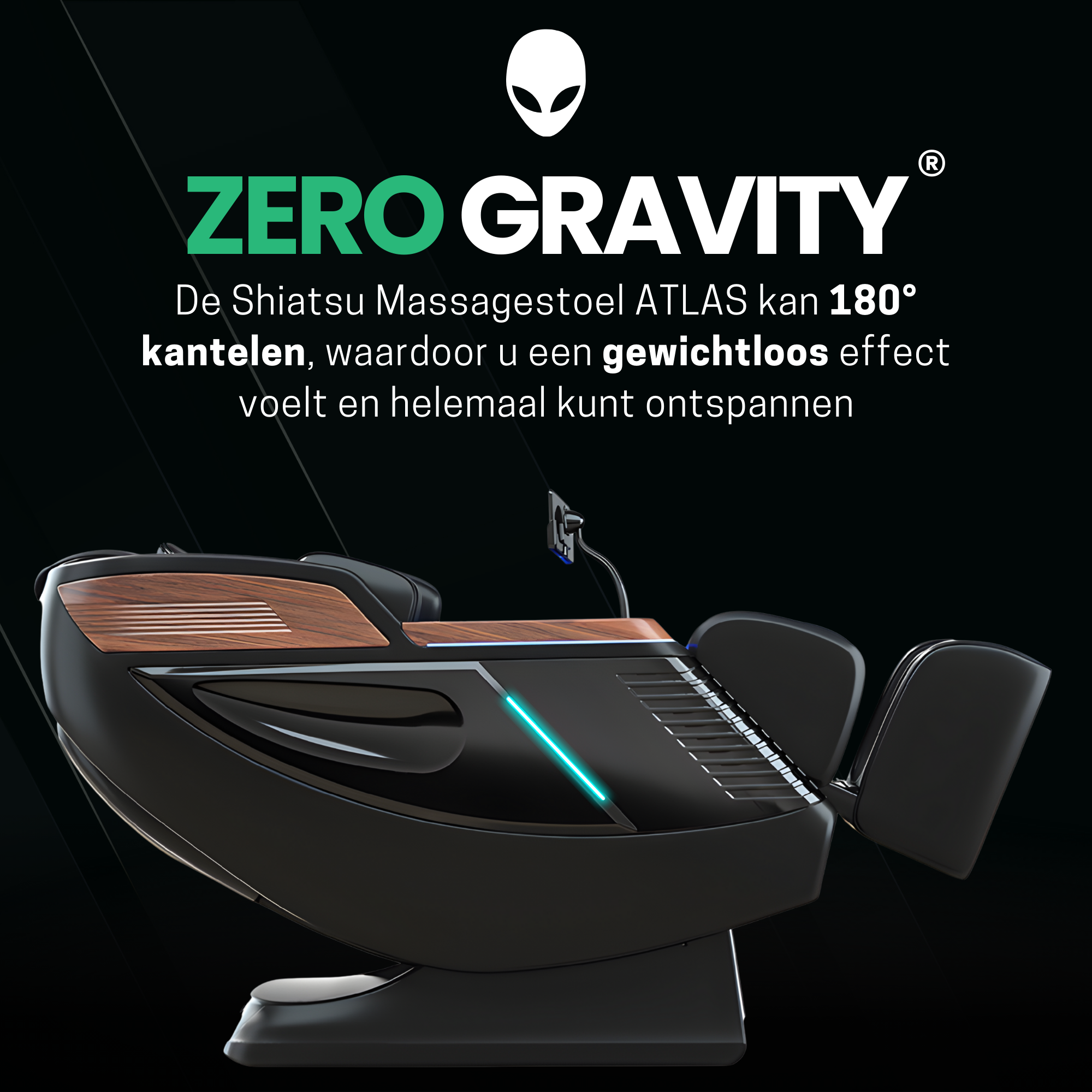 AlienComfort™ Therapeutische Massagestoel ATLAS - Zwart