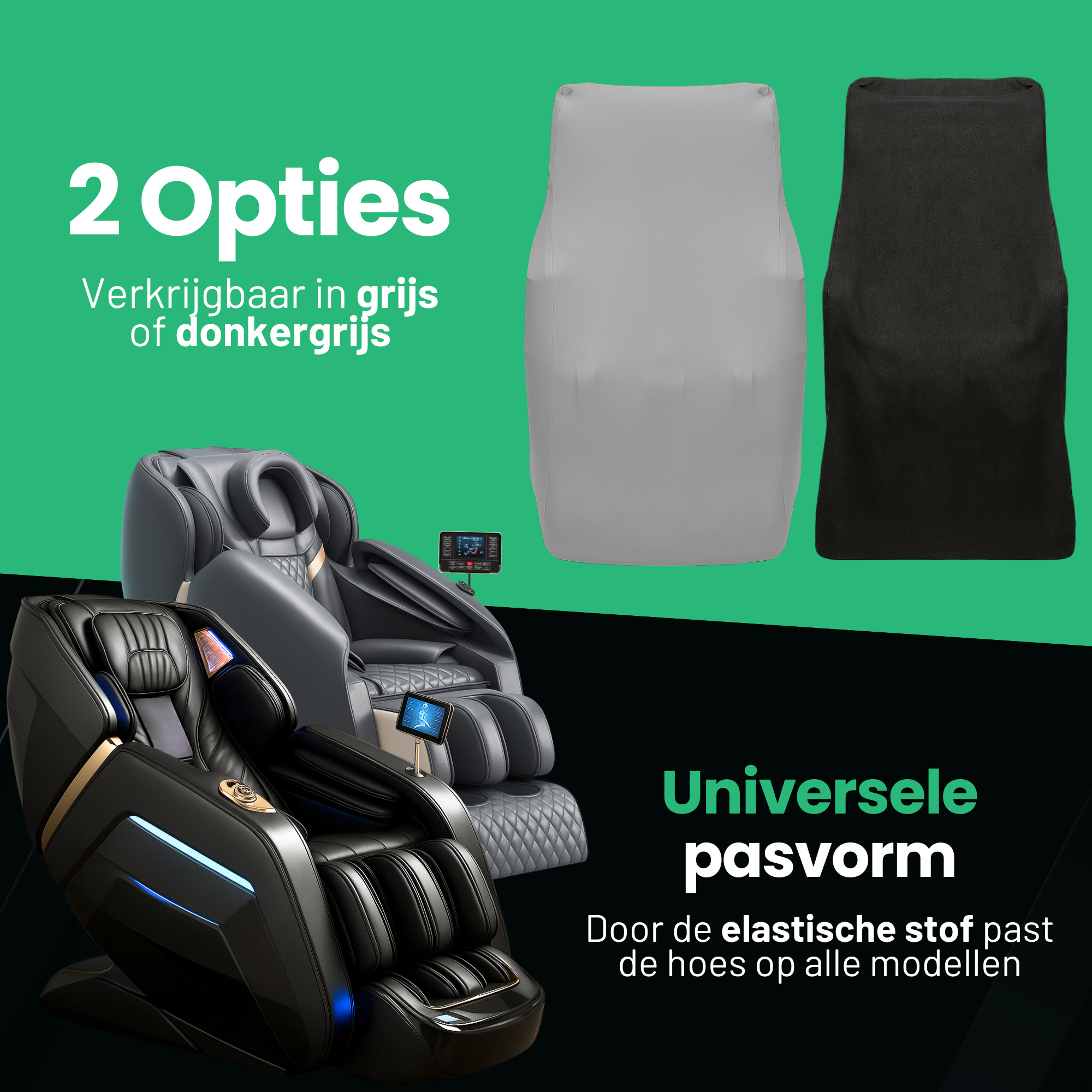 AlienComfort Massagestoel Hoes Grijs compleet productoverzicht