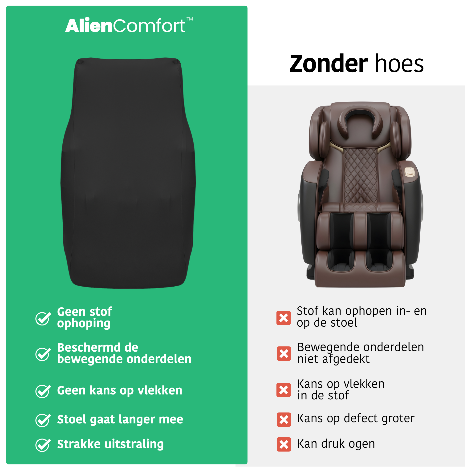 AlienComfort Hoes Grijs passend om massagestoel gemonteerd gebruik