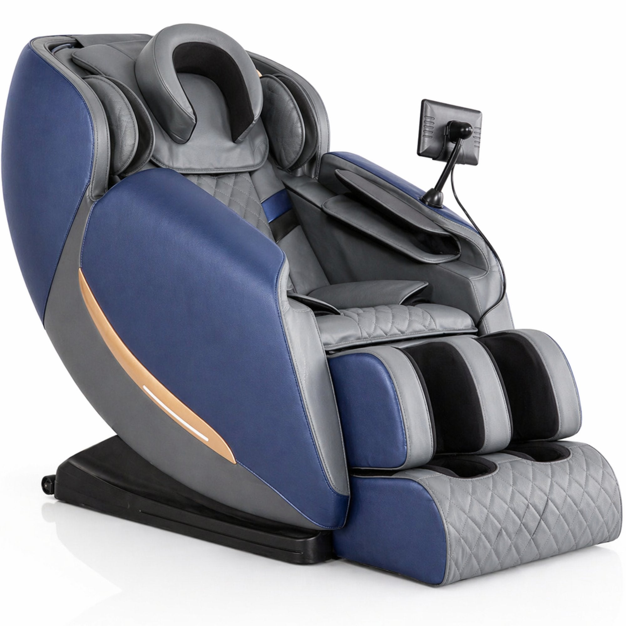 AlienComfort Massagestoel LUNA Blauw vooraanzicht compacte massagestoel