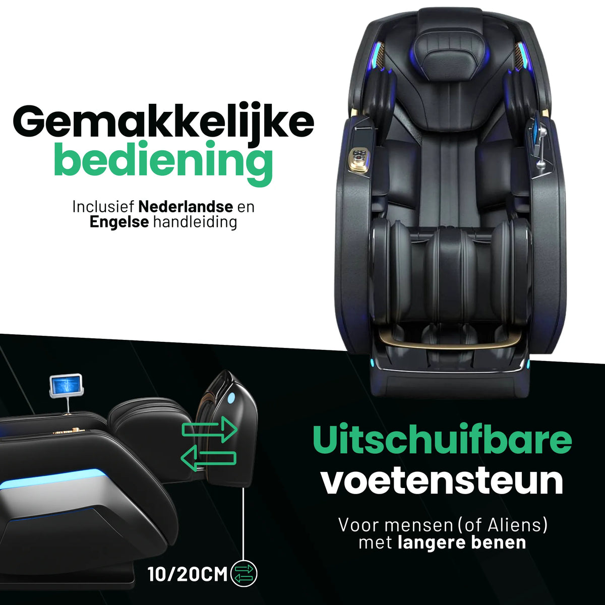 AlienComfort TITAN therapeutischer Massagesessel mit Waden- und Beinmassage durch Airbags und Rollen