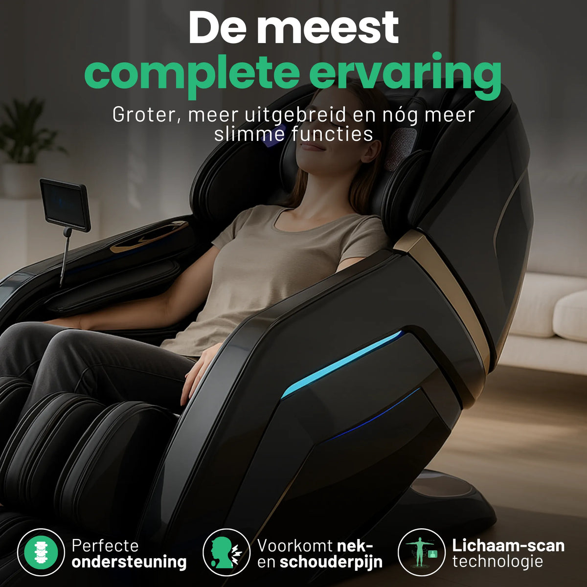 AlienComfort TITAN therapeutischer Massagesessel Seitenansicht mit modernen LED-Designakzenten