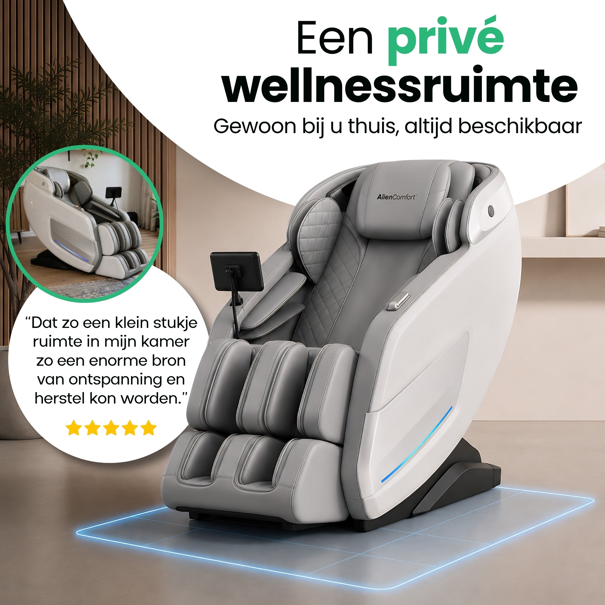 AlienComfort Massagestoel ASTRON Wit airbag compressie schoudermassage