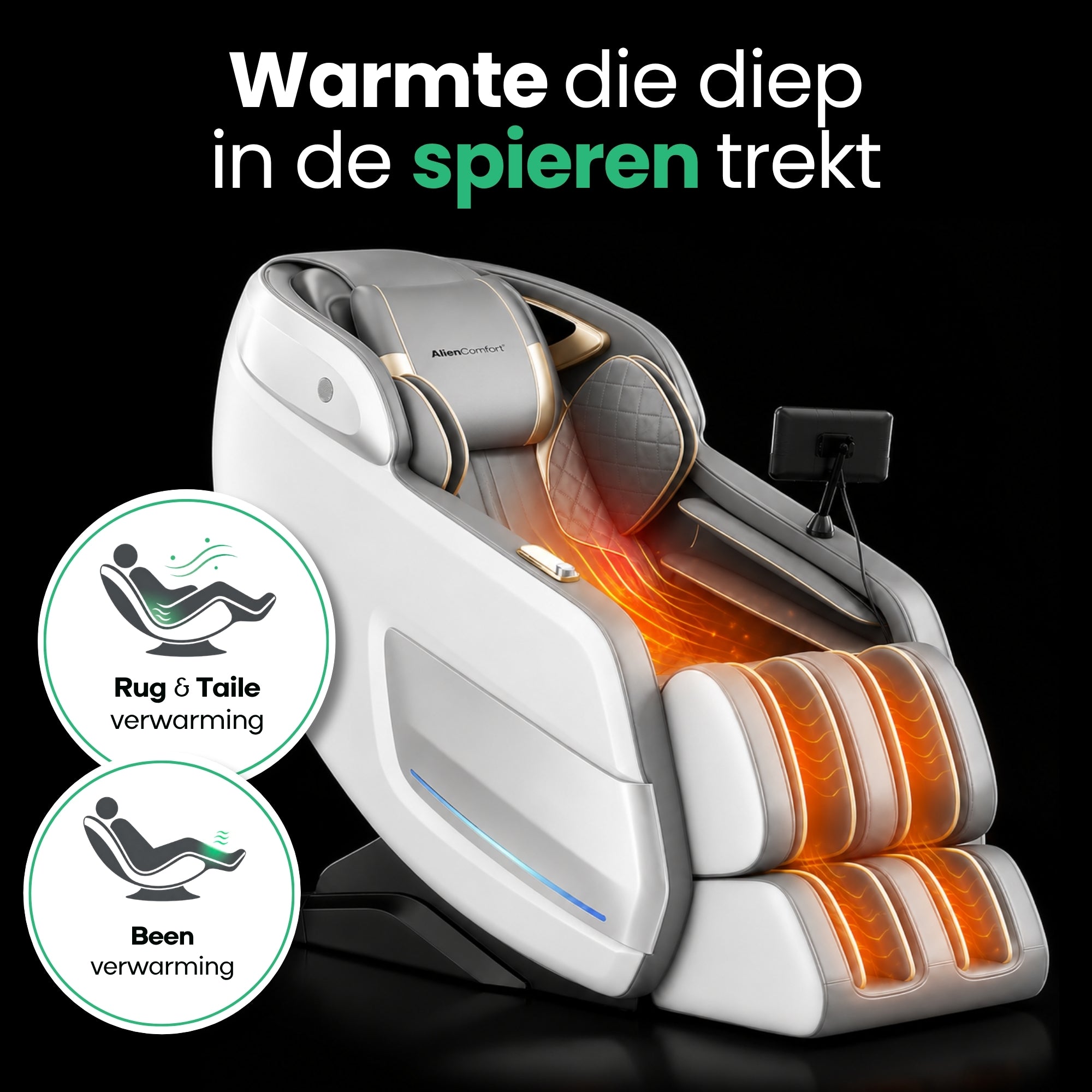 AlienComfort Massagestoel ASTRON Wit touchscreen bediening display