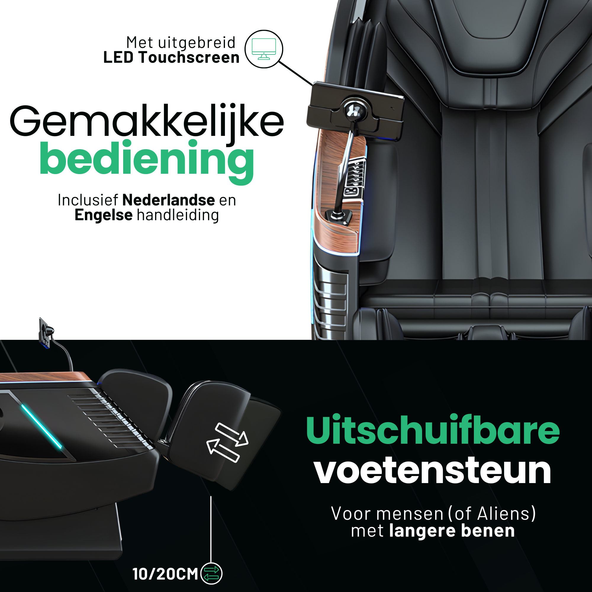 AlienComfort™ Therapeutische Massagestoel ATLAS - Zwart