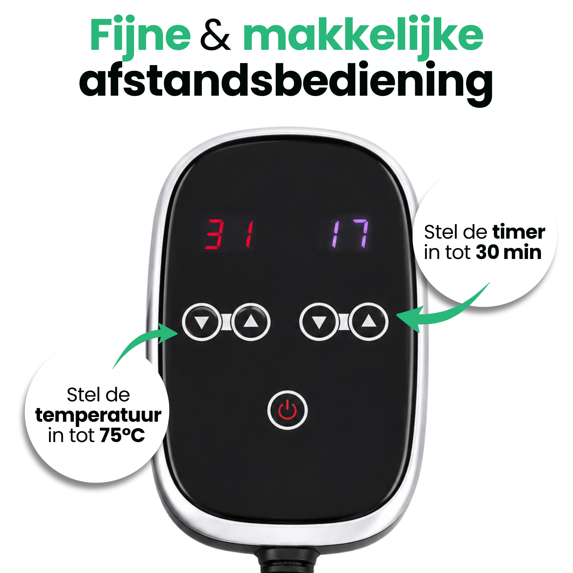 AlienComfort Sauna Deken temperatuurinstelling display bediening