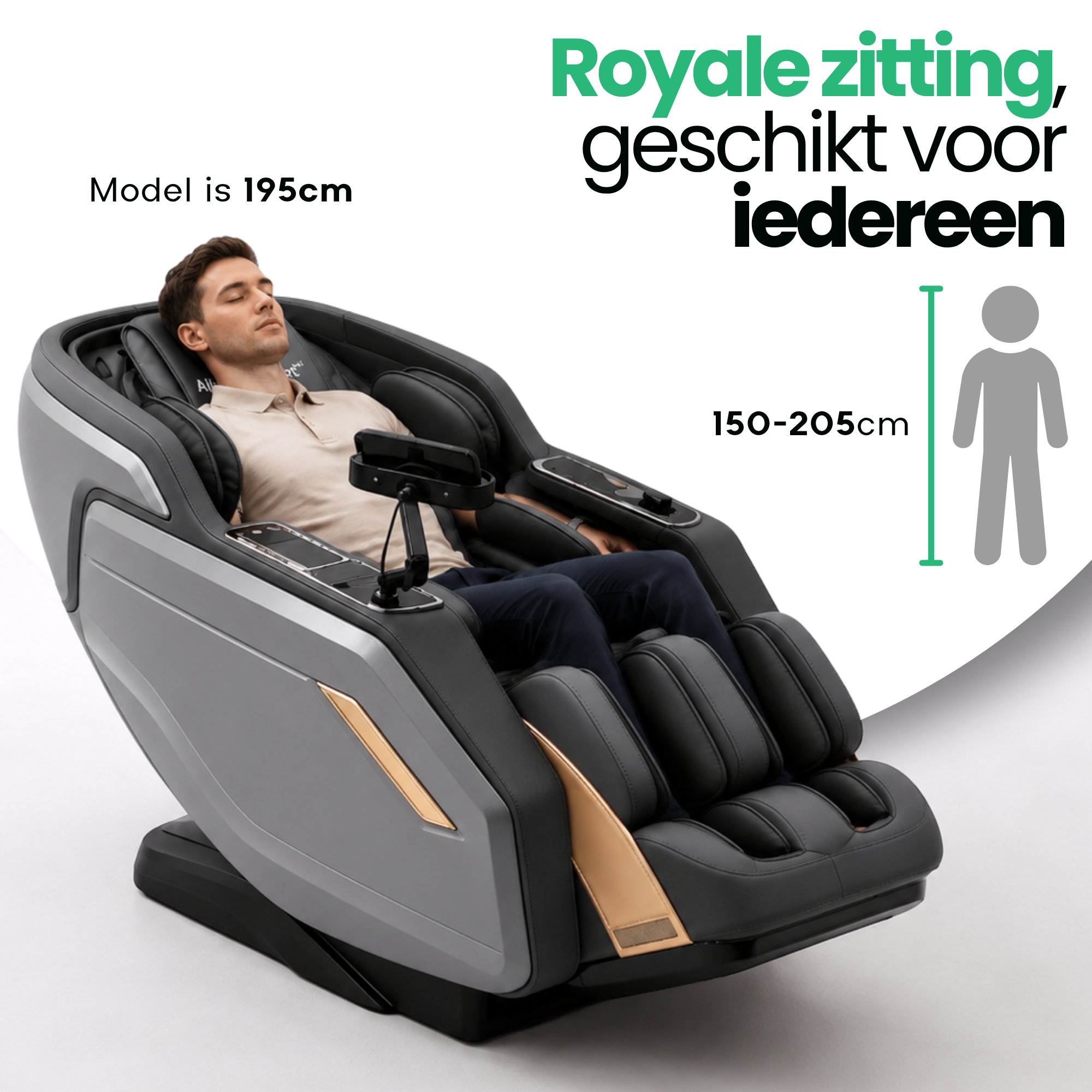 AlienComfort™ Therapeutische massagestoel PULSAR PRO - Grijs