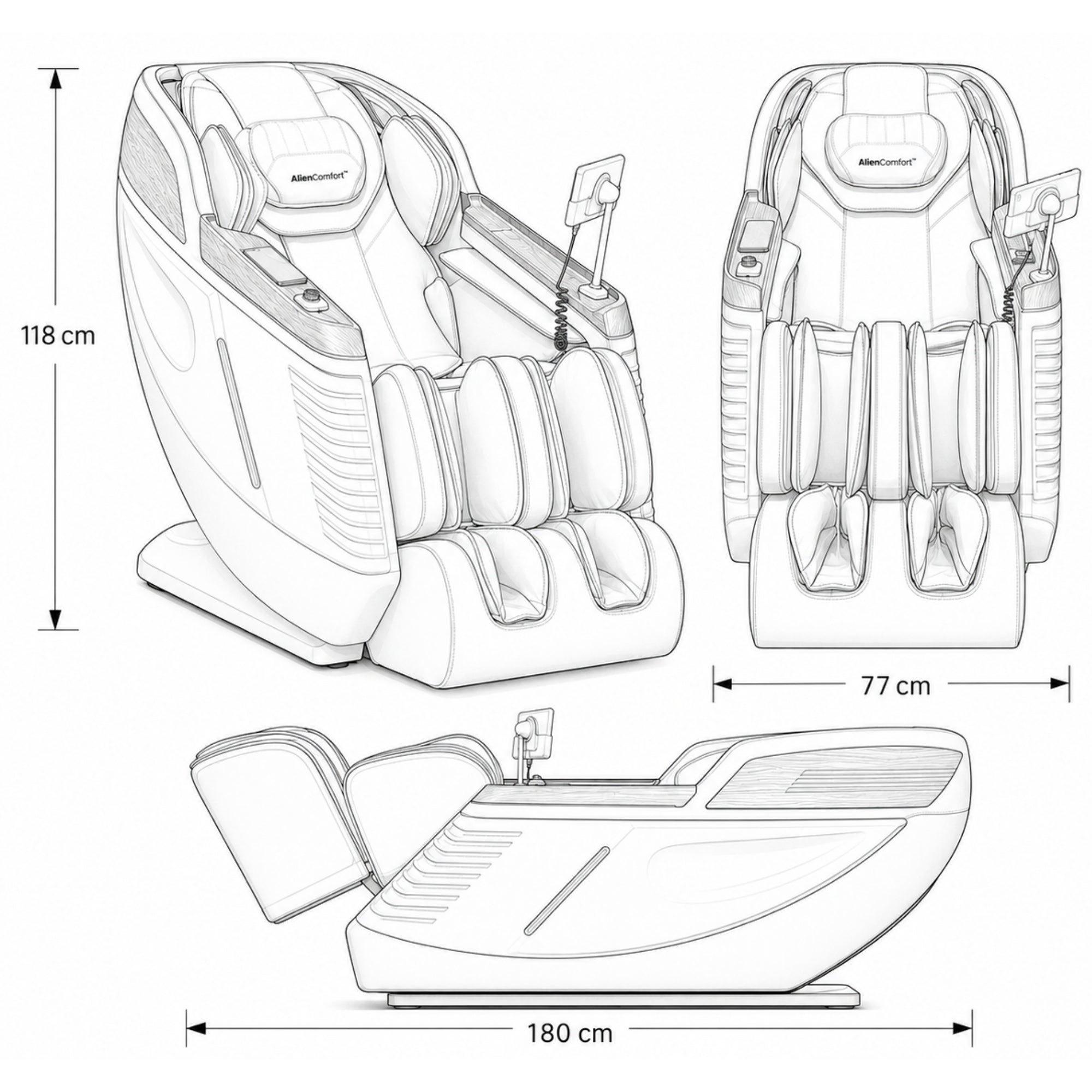 AlienComfort ATLAS Zwart kuit beenmassage rollers airbag systeem