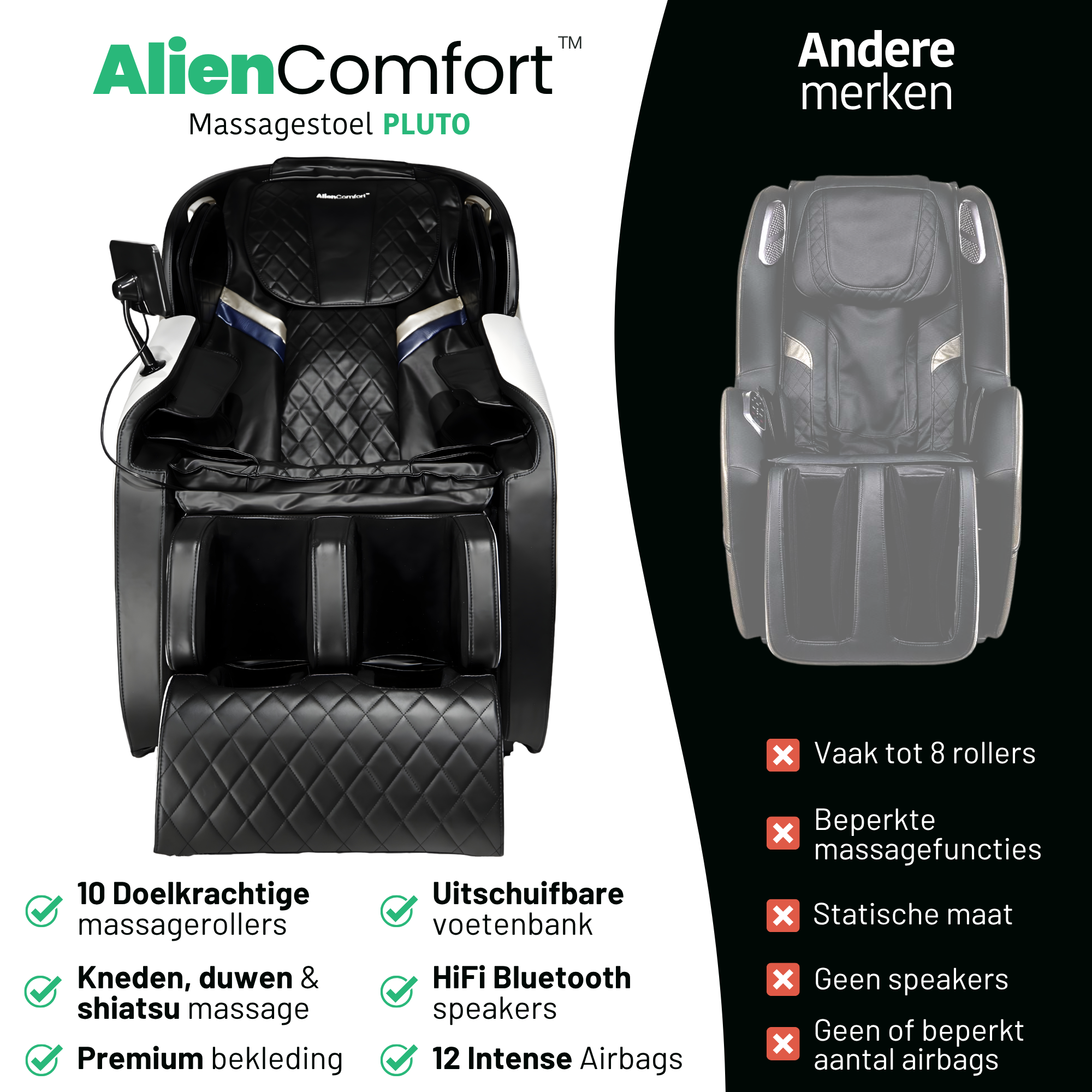 AlienComfort™ Massagestoel PLUTO - Wit
