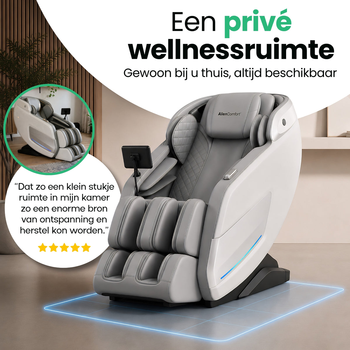 AlienComfort Massagestoel ASTRON Wit airbag compressie schoudermassage