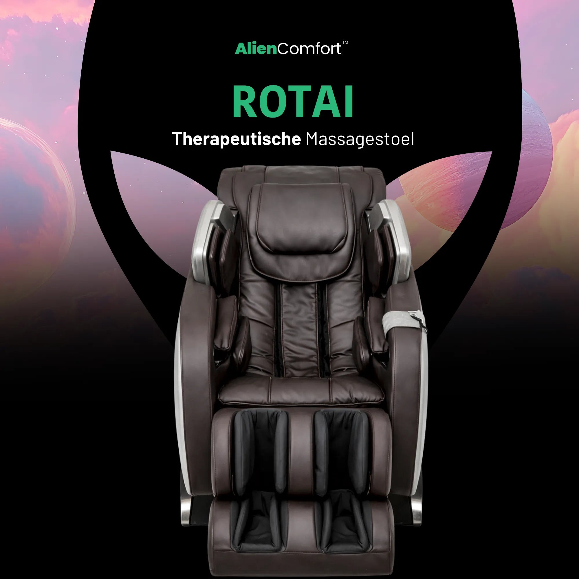 AlienComfort Therapeutische Massagestoel ROTAI Zilver Bruin overzicht